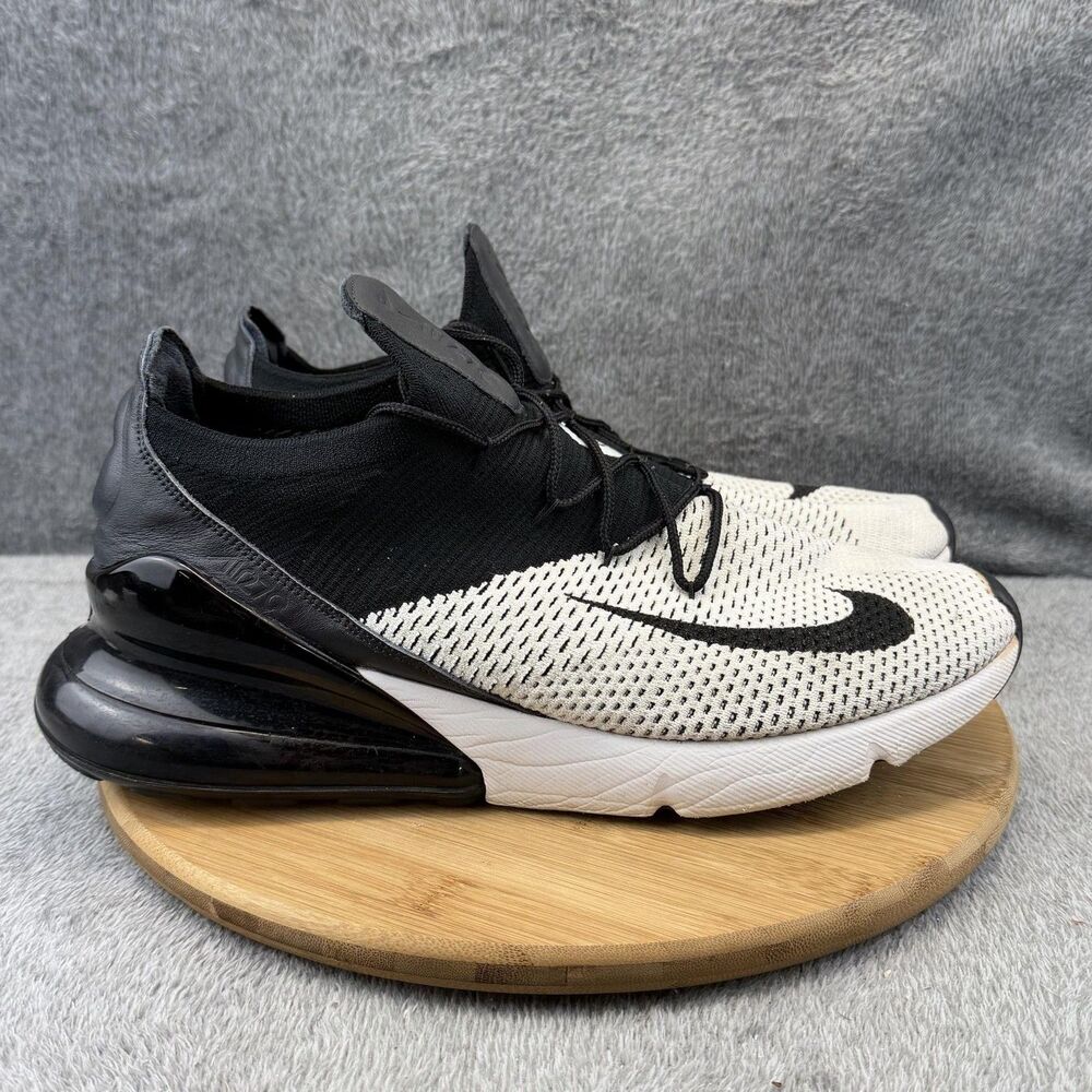 Nike Air Max 270 Flyknit Shoes Mens Size 14 White Black Sneakers AO1023-100
